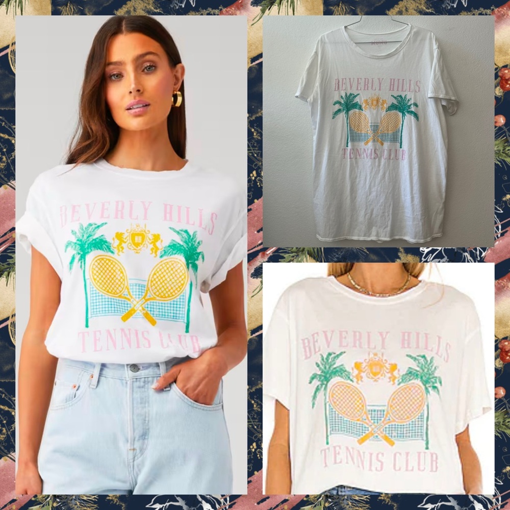 SHOW ME YOUR MUMU BEVERLY HILLS TENNIS TRAVIS TEE, SIZE SMALL